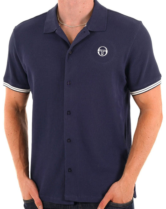 Sergio Tacchini Full Button Polo Shirt Navy