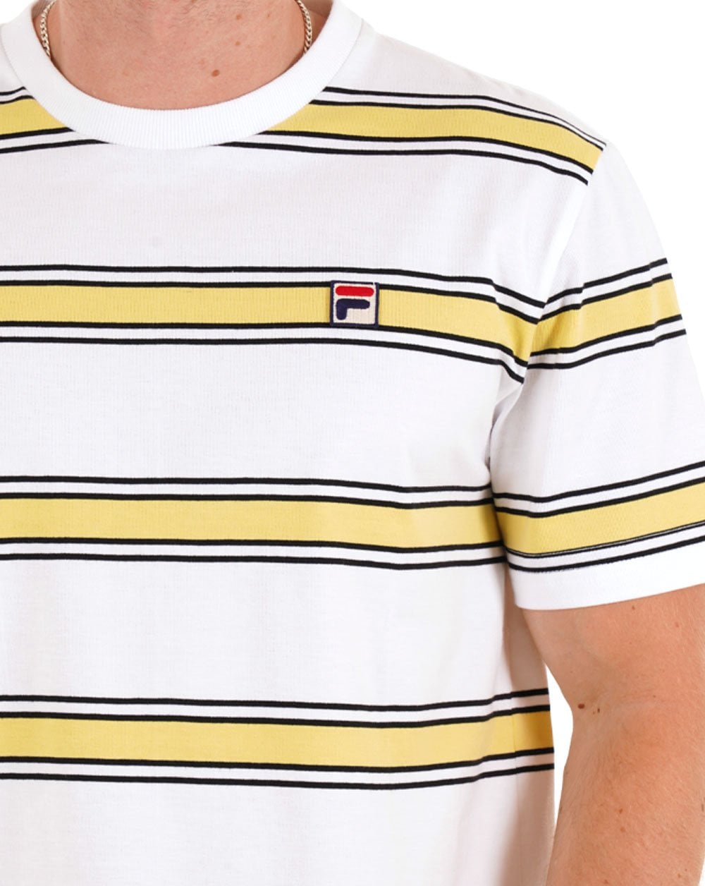 Fila Vintage Sanders Stripe T Shirt Gardenia / Yellow / Black