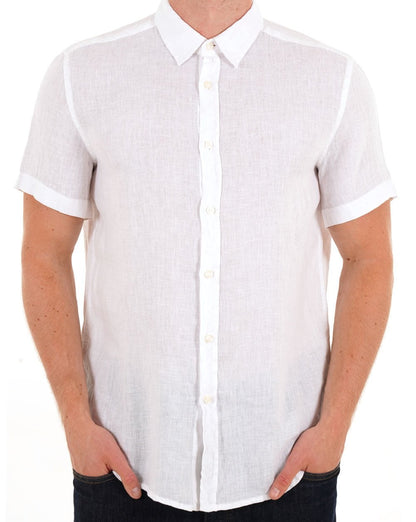 Benetton Short Sleeve Linen Shirt White