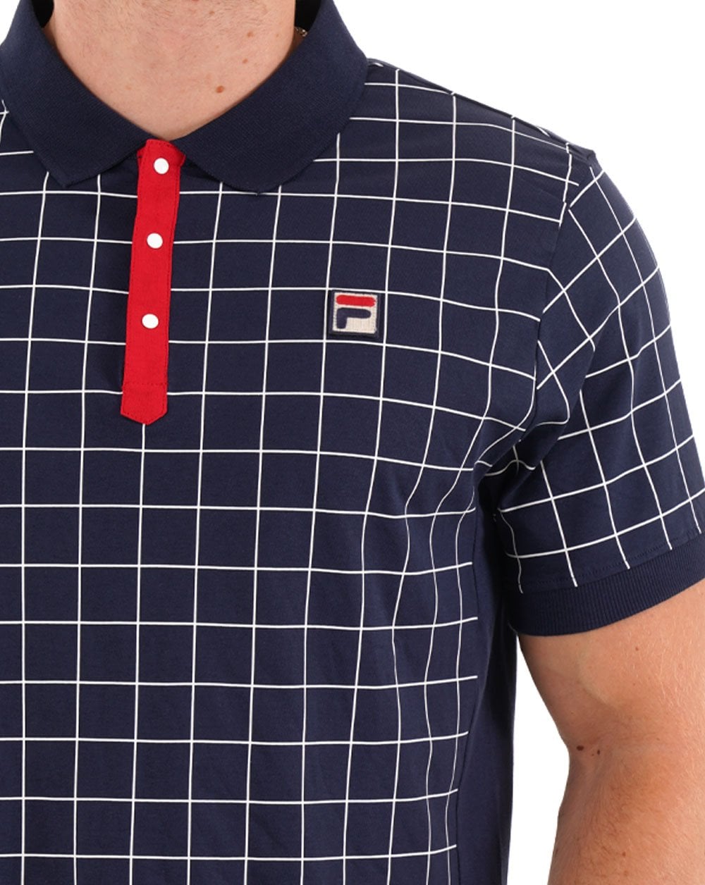 Fila Vintage Check Polo Shirt Navy/White