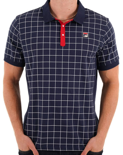 Fila Vintage Check Polo Shirt Navy/White