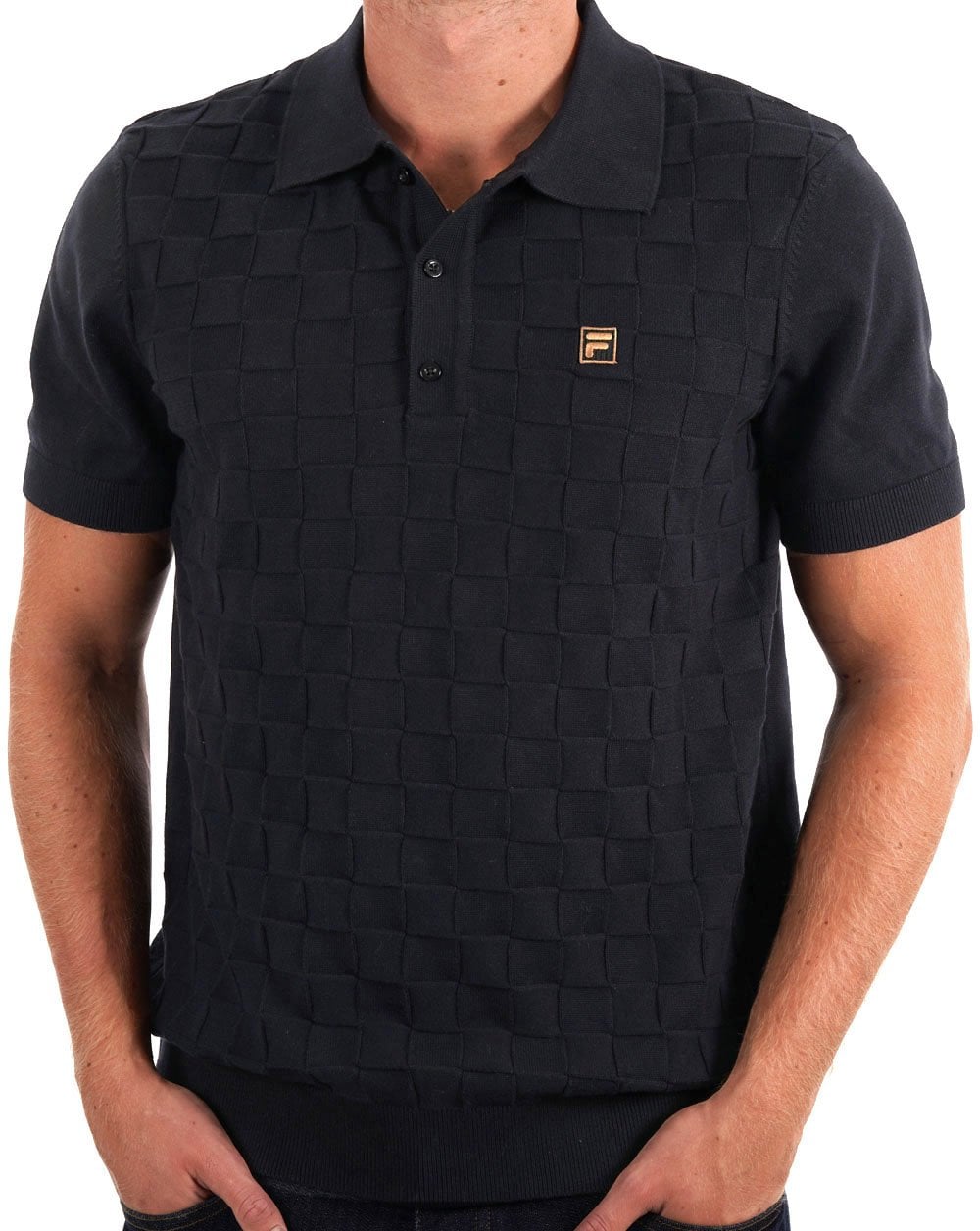 Fila Gold Square Knit Polo Black