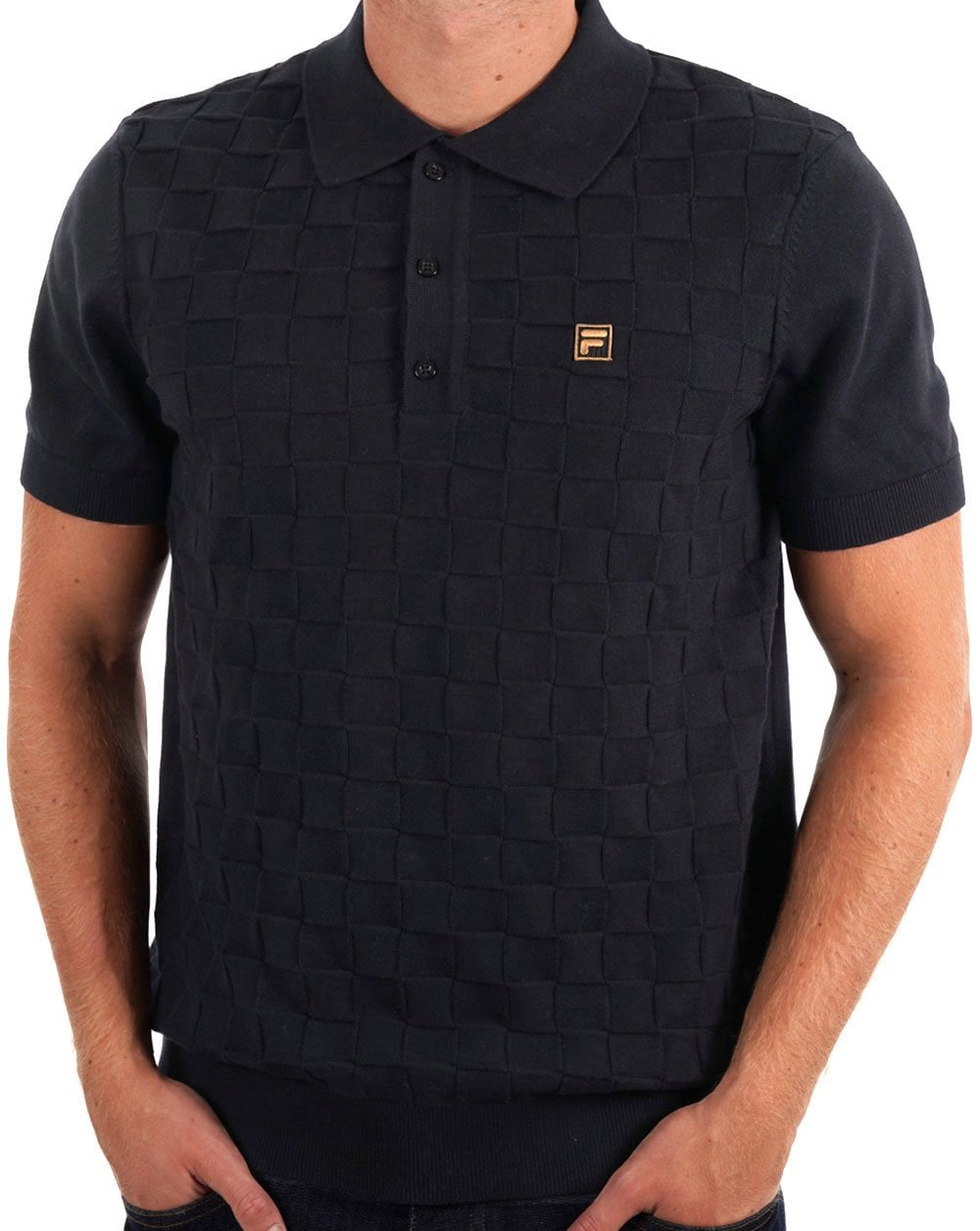 Fila Gold Square Knit Polo Black