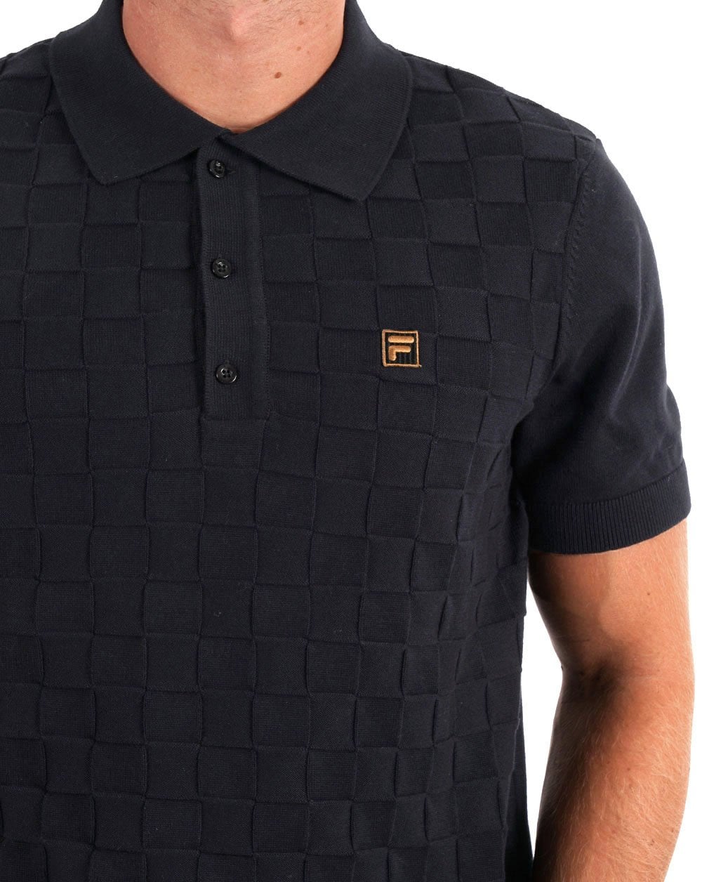 Fila Gold Square Knit Polo Black
