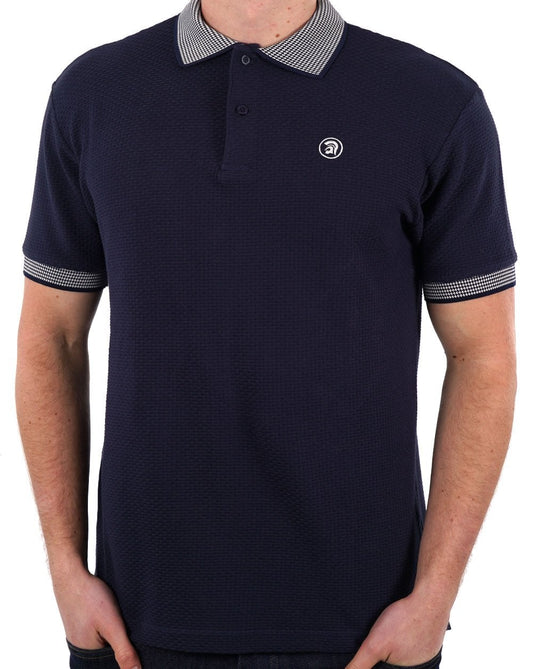 Trojan Contrast Texture Polo Navy