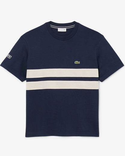 Lacoste Heavy Jersey Mesh Band T Shirt Navy