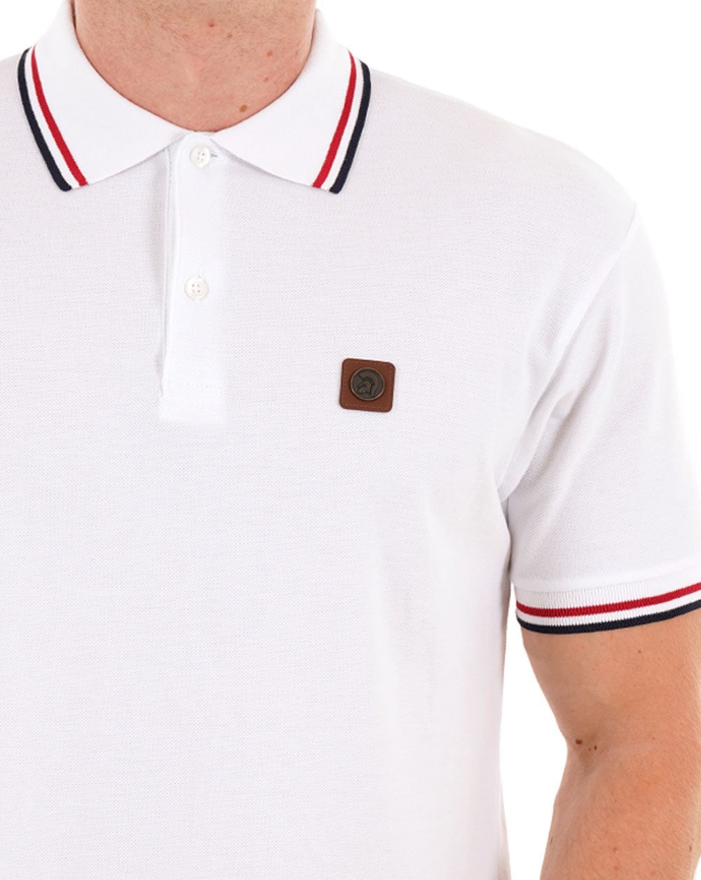 Trojan Three Colour Tipped Pique Polo White