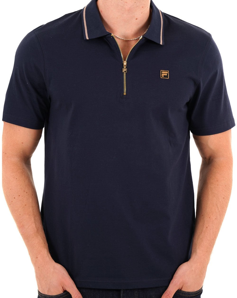 Fila Gold Lemar Zip Polo Dark Navy