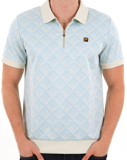 Fila Gold Axel Jacquard Zip Polo Blue
