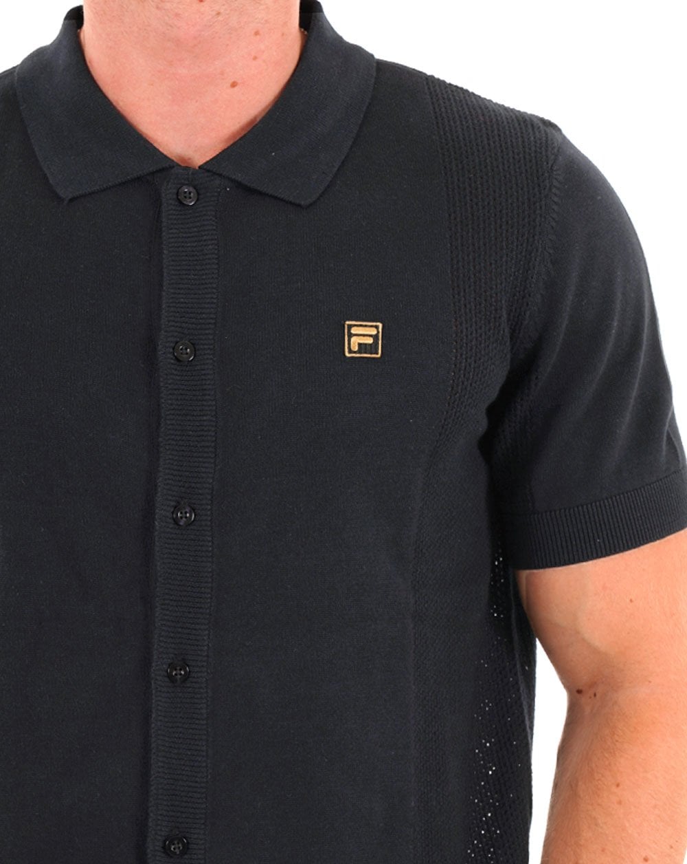 Fila Gold Pointelle Knit Shirt Black