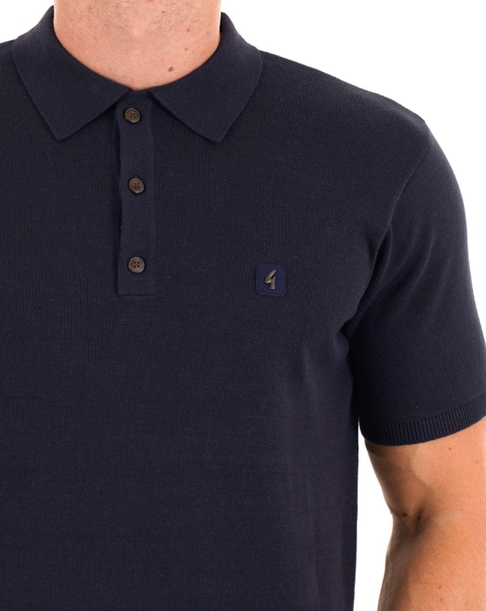 Gabicci Vintage Knitted Polo Shirt Navy