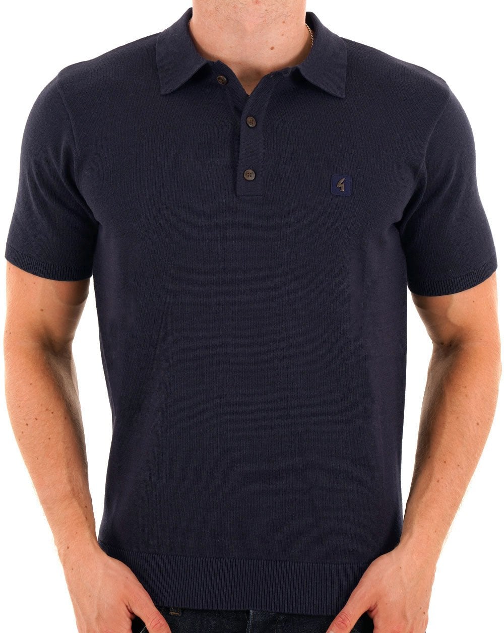 Gabicci Vintage Knitted Polo Shirt Navy