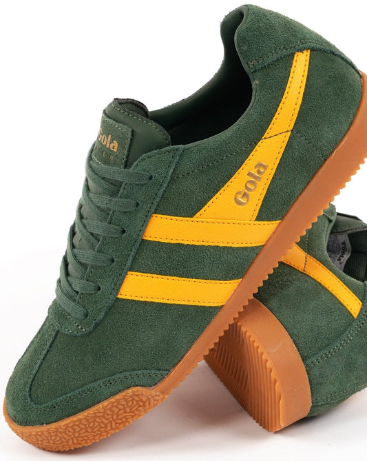 Gola Harrier Suede Trainer Evergreen / Sun