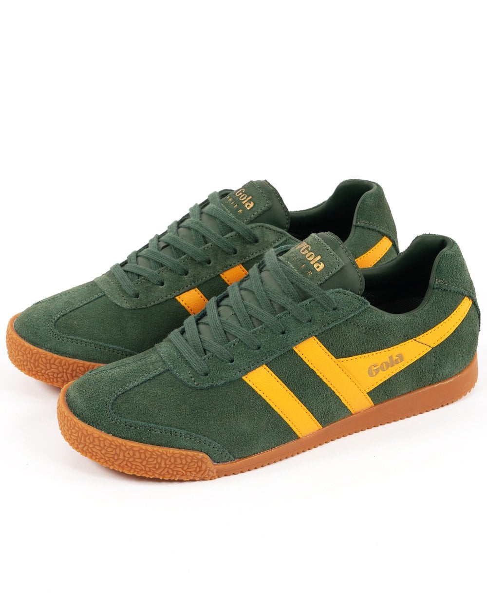 Gola Harrier Suede Trainer Evergreen / Sun