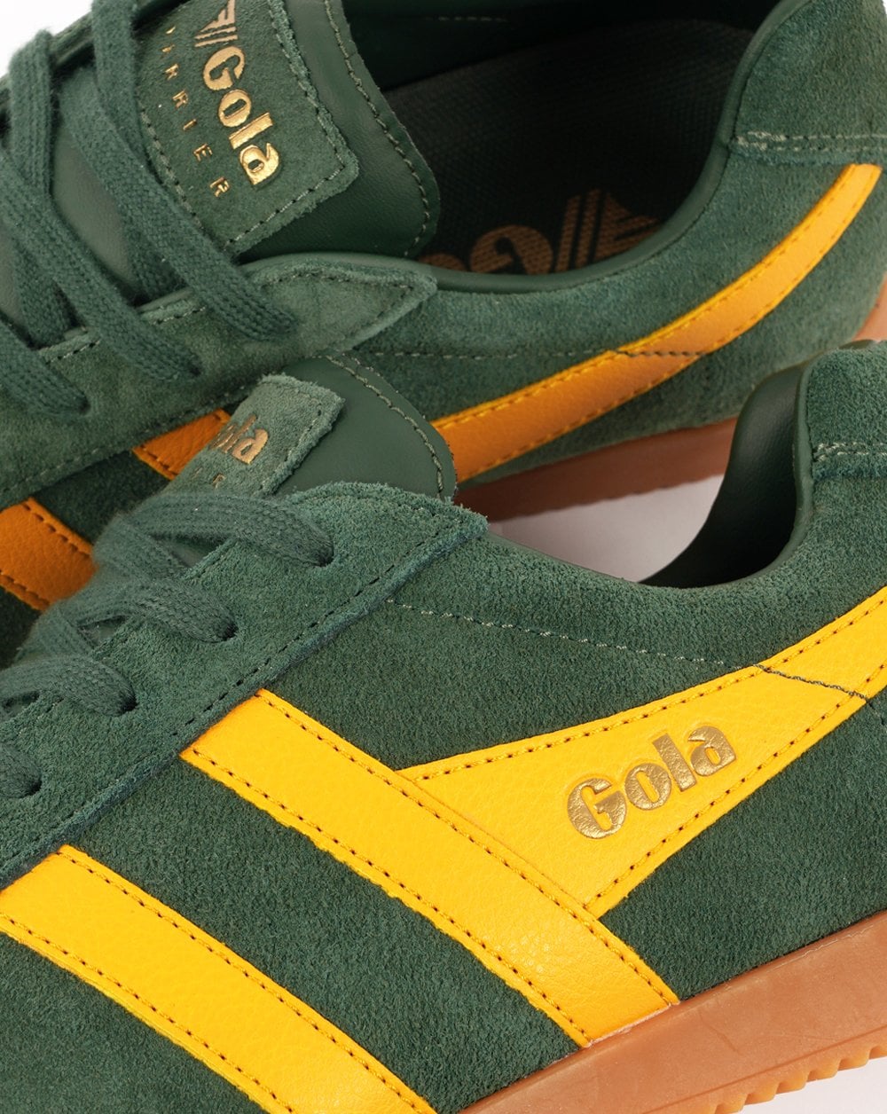 Gola Harrier Suede Trainer Evergreen / Sun