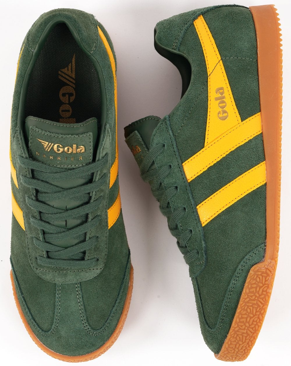 Gola Harrier Suede Trainer Evergreen / Sun