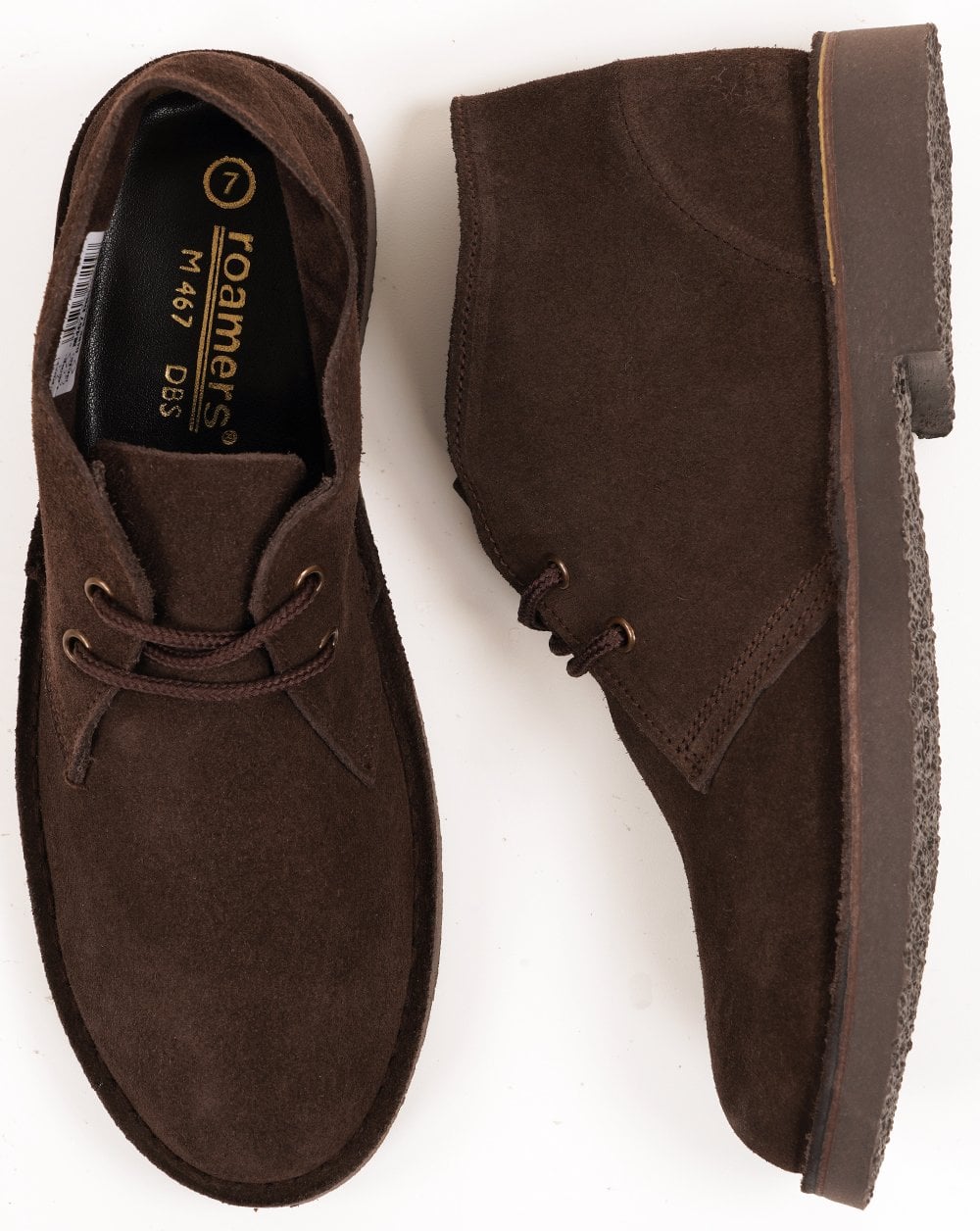 Roamers Iconic Suede Desert Boots Dark Brown