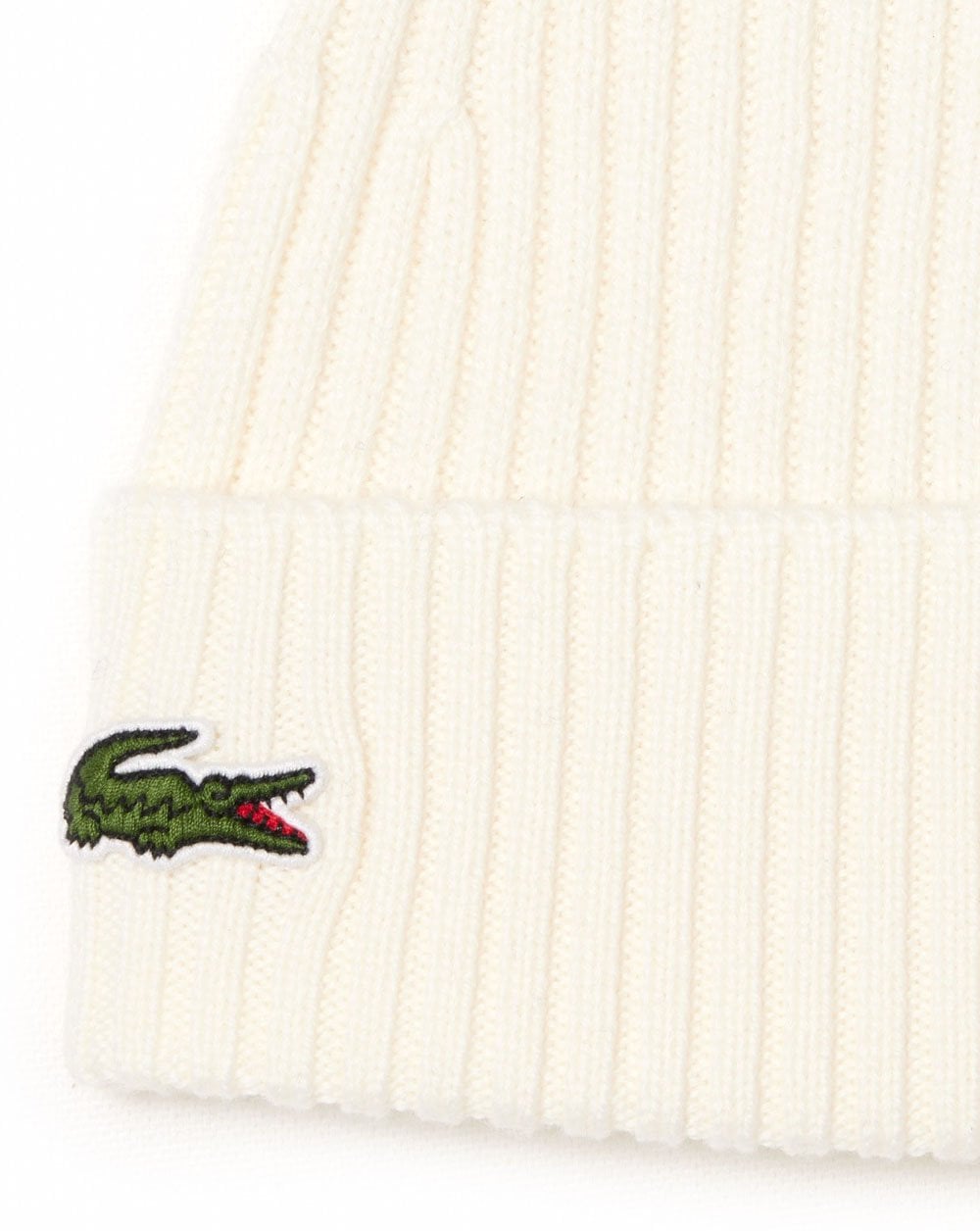 Lacoste Rib Knit Wool Beanie Flour