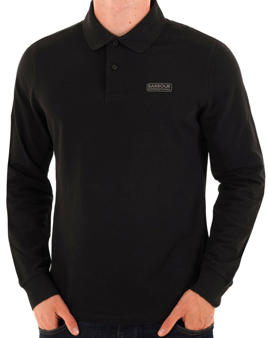 Barbour International Long Sleeve Polo Black/Pewter