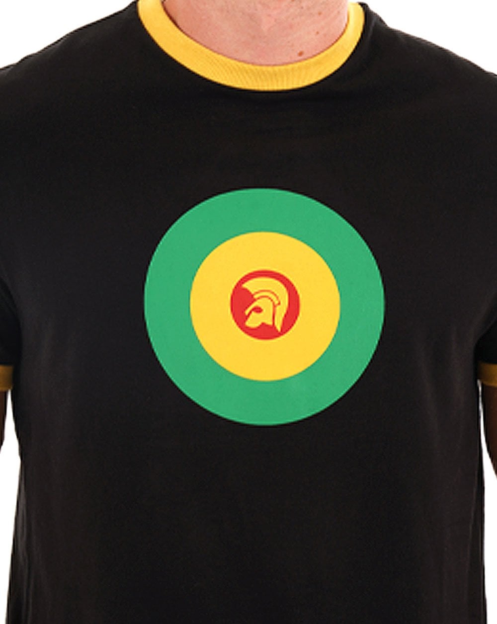 Trojan Target Ringer T Shirt Black