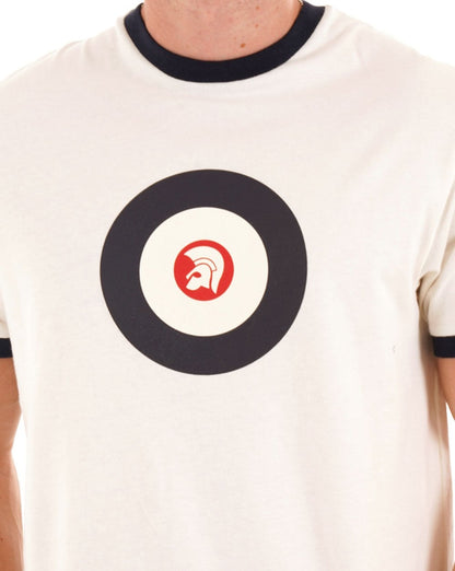 Trojan Target Ringer T Shirt Ecru