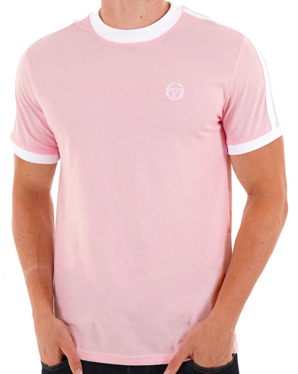 Sergio Tacchini Retro Ace T Shirt Pink White