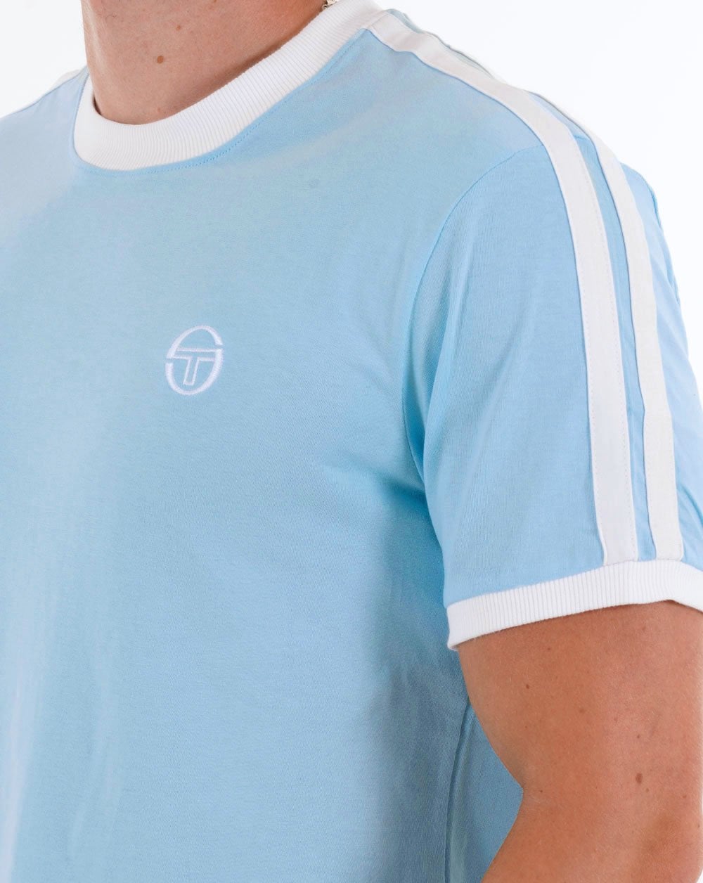 Sergio Tacchini Retro Ace T Shirt Sky Blue / White