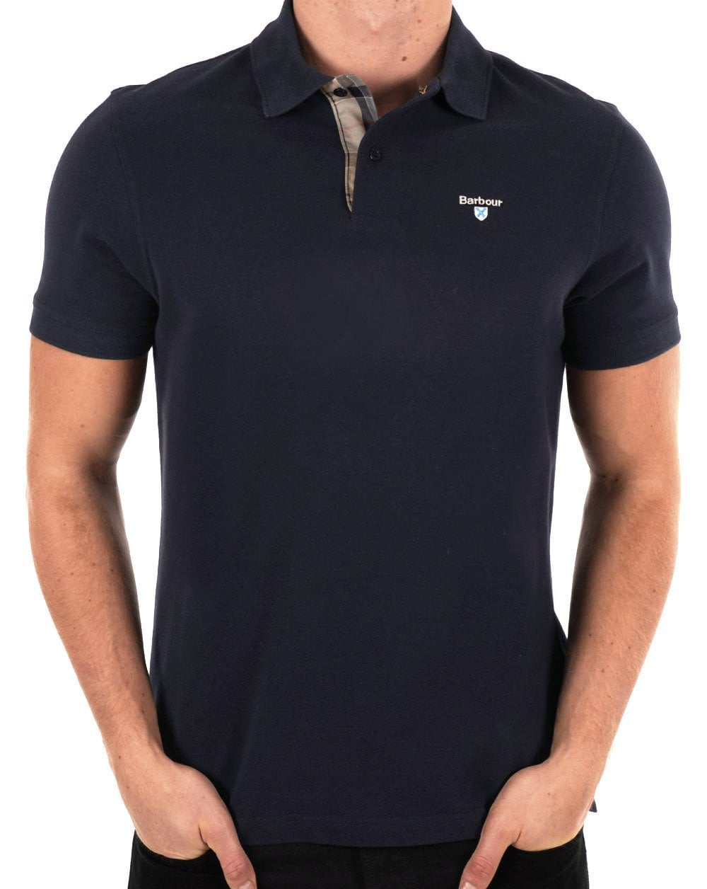 Barbour Tartan Pique Polo Shirt Navy