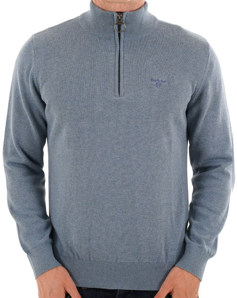 Barbour Cotton Half Zip Knit Bluestone