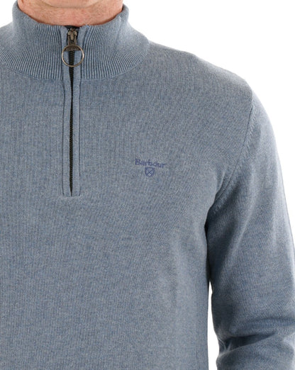 Barbour Cotton Half Zip Knit Bluestone