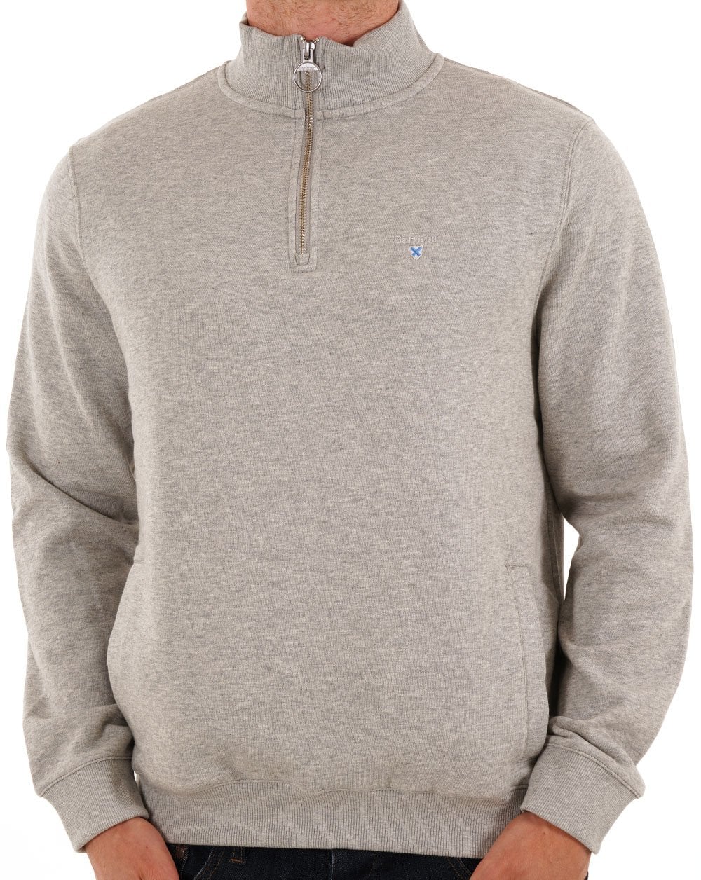 Barbour Beckhill Half Zip Sweatshirt Grey Marl