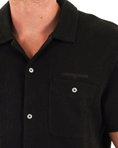 Tommy Jeans Waffle Camp Shirt Black