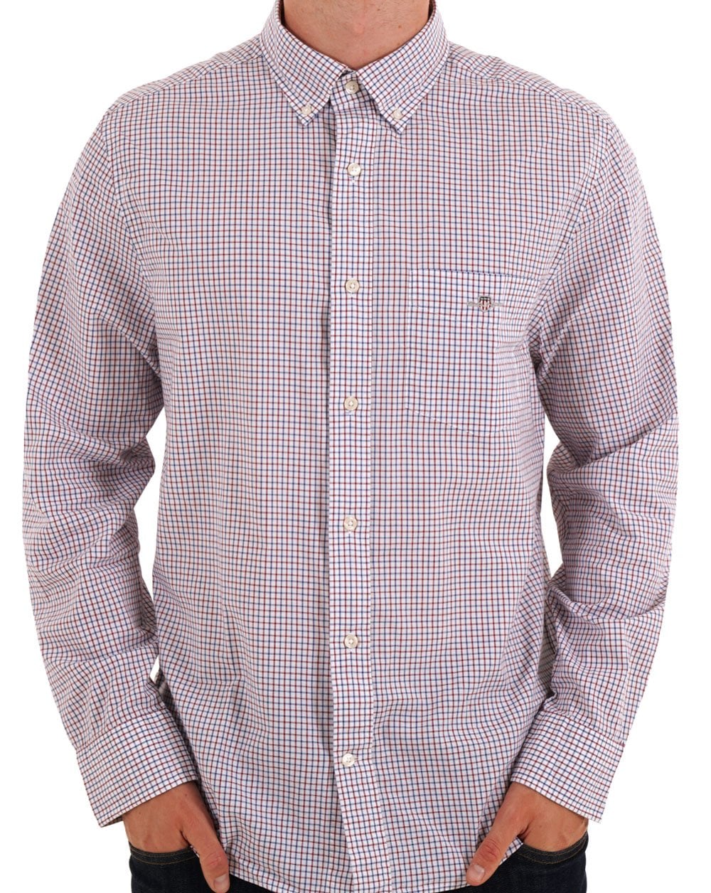 Gant Poplin Micro Check Shirt Plumped Red