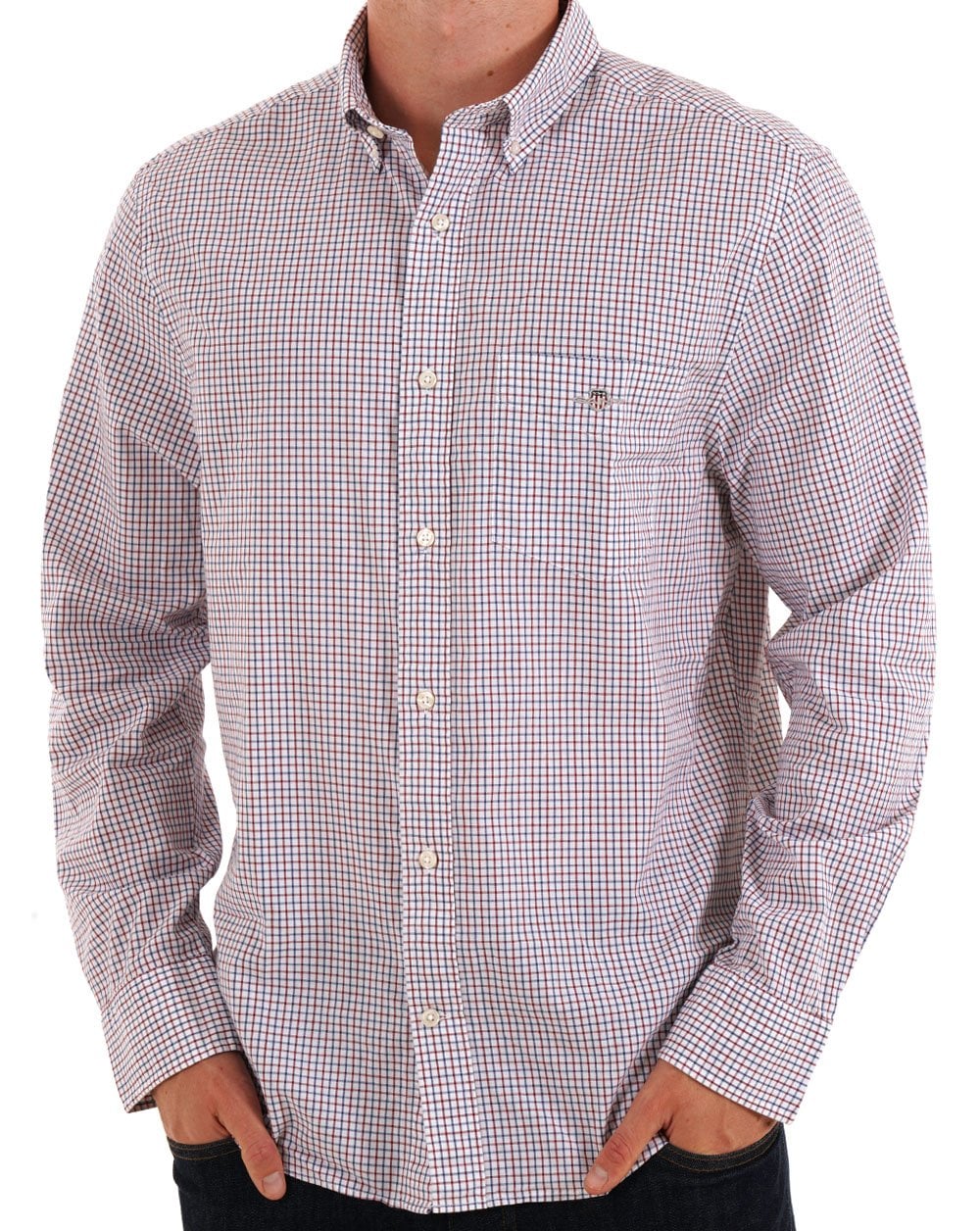 Gant Poplin Micro Check Shirt Plumped Red