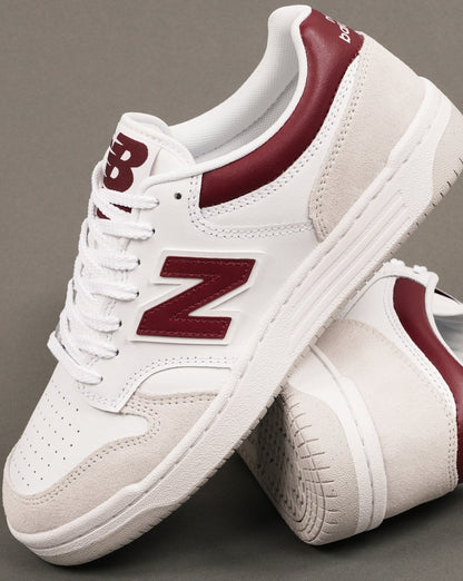 New Balance 480 Trainers White/Beige/Dark Red