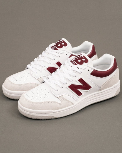 New Balance 480 Trainers White/Beige/Dark Red