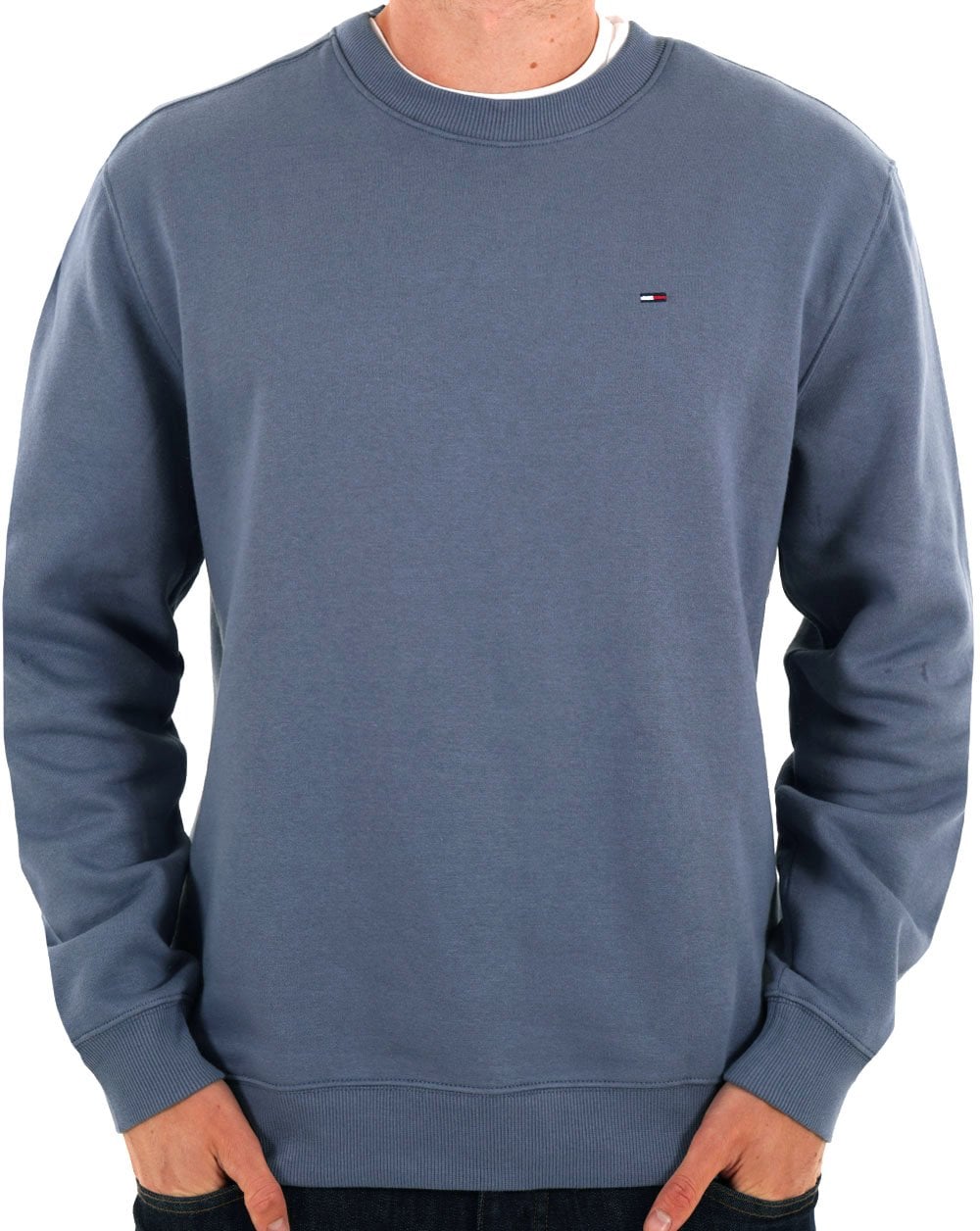 Tommy Jeans Flag Patch Crew Sweatshirt Blue Moment