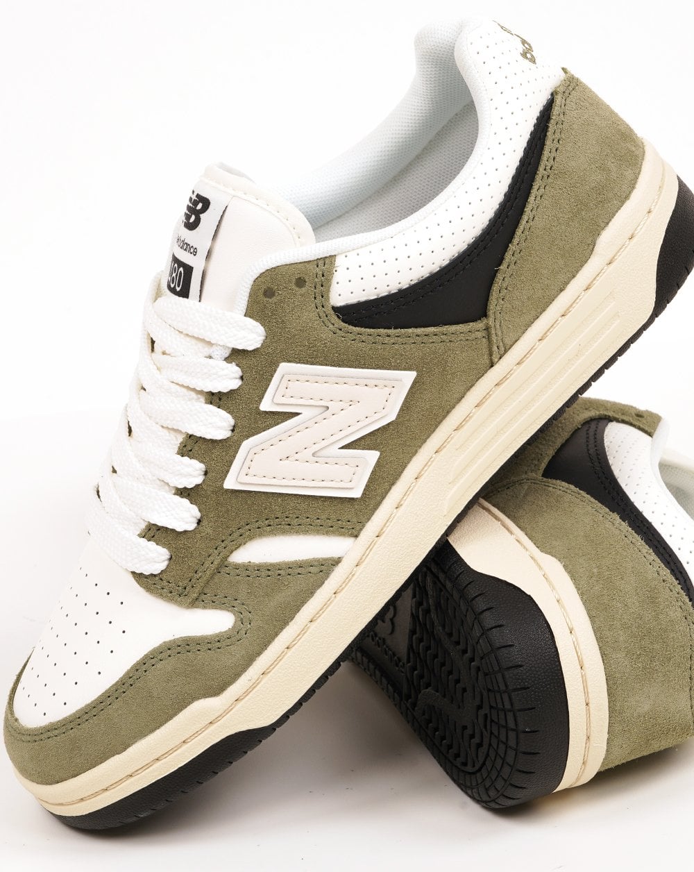 New Balance 480 Trainers Dark Olivine/Sea Salt