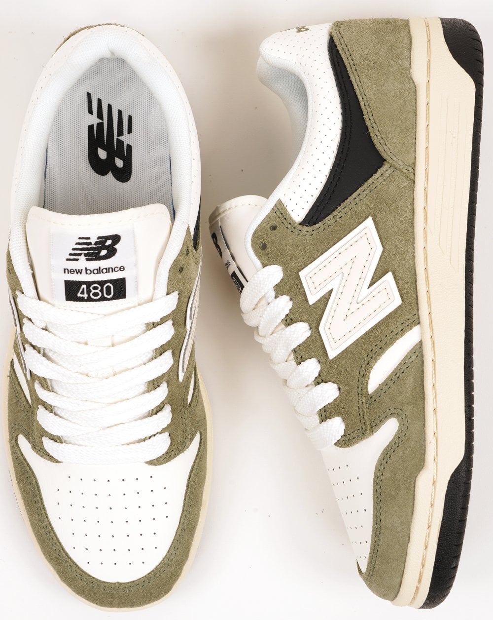 New Balance 480 Trainers Dark Olivine/Sea Salt