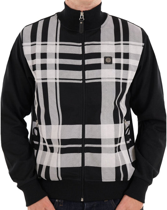 Trojan Oversized Print Check Track Top Black