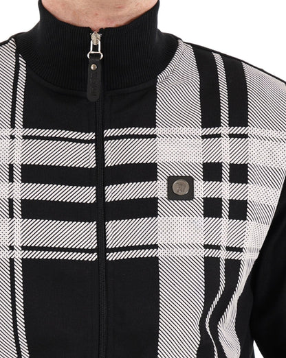 Trojan Oversized Print Check Track Top Black