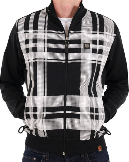 Trojan Oversized Print Check Track Top Black