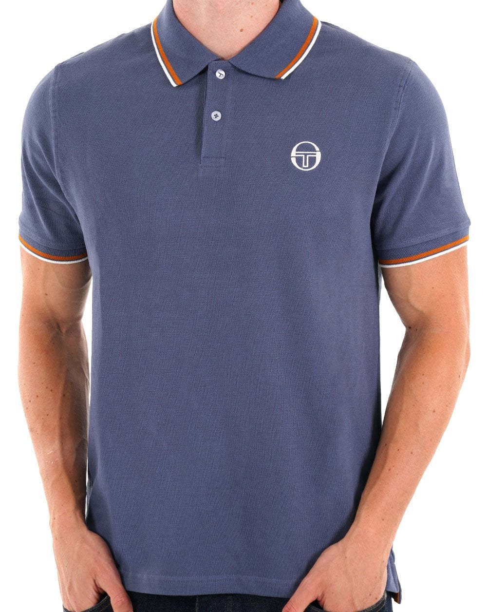 Sergio Tacchini Tipped Polo Shirt Vintage Indigo