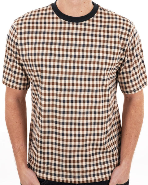 Aquascutum Iconic T Shirt Navy/Check