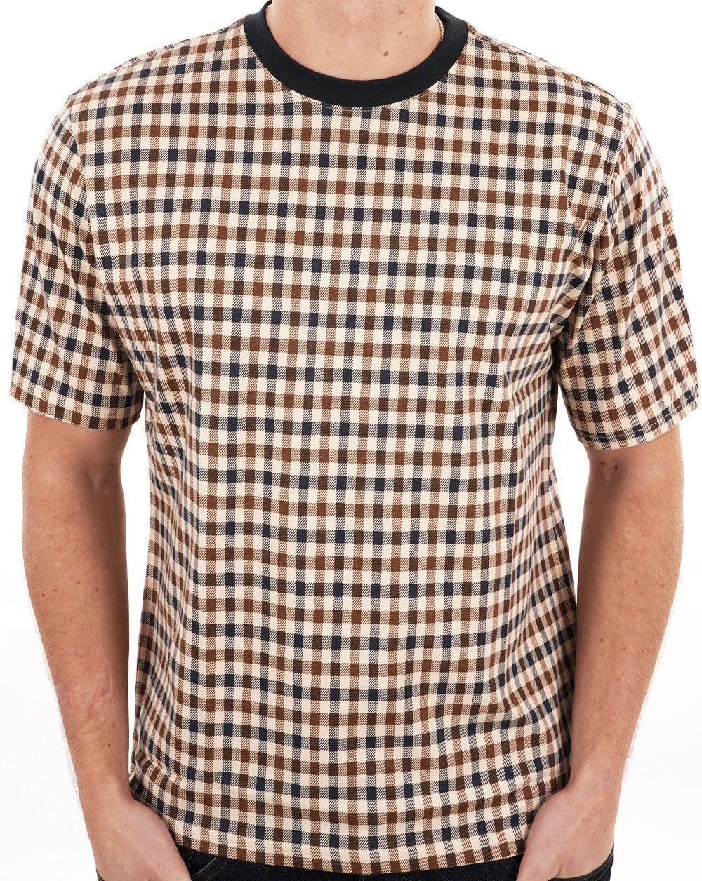 Aquascutum Iconic T Shirt Navy/Check