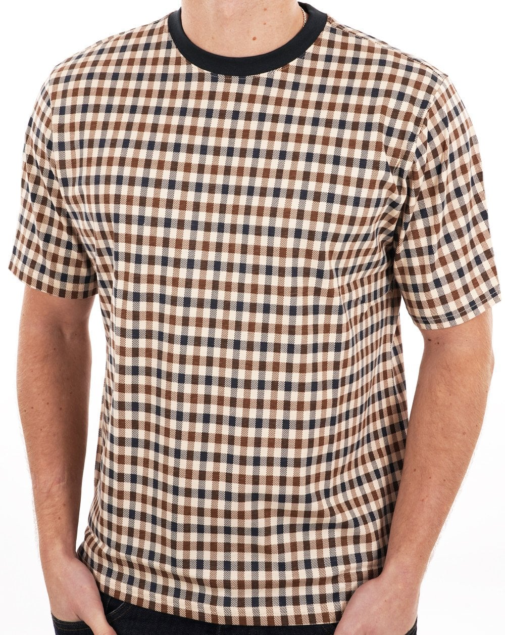 Aquascutum Iconic T Shirt Navy/Check