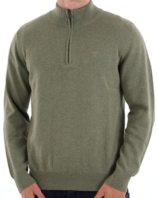 Barbour Cotton Half Zip Knit Thyme