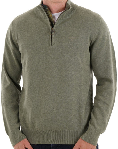 Barbour Cotton Half Zip Knit Thyme