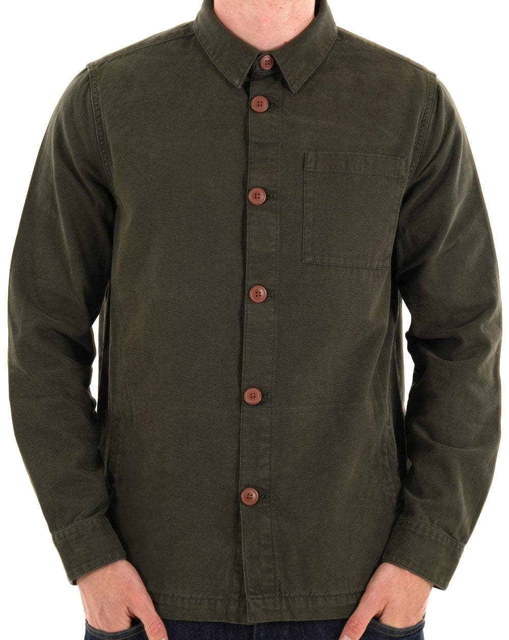 Barbour Washed Overshirt Forest Green
