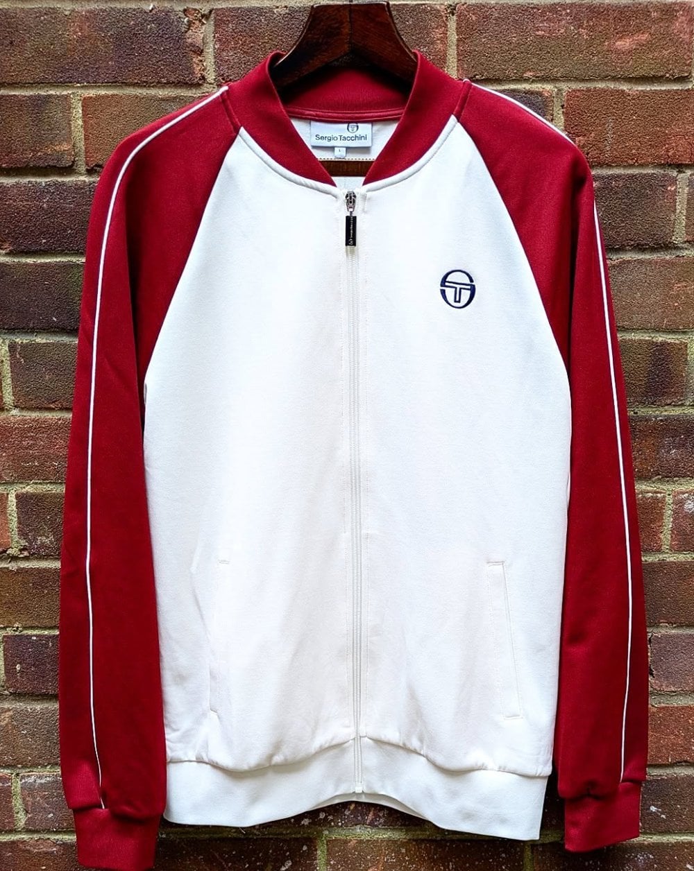 Sergio Tacchini Retro Track Top Ecru / Burgundy